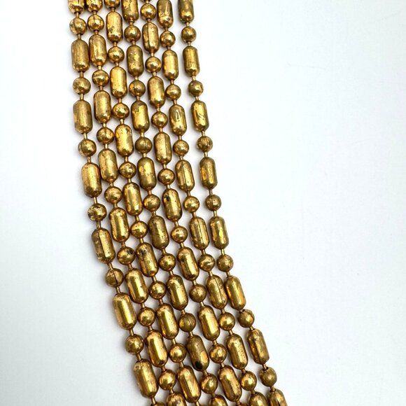 Vintage 7 Multi-Strand Gold-Tone Beaded Necklace With Intricate Clasp 16" - Picture 8 of 8